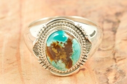 Genuine Royston Turquoise Sterling Silver Mens Ring